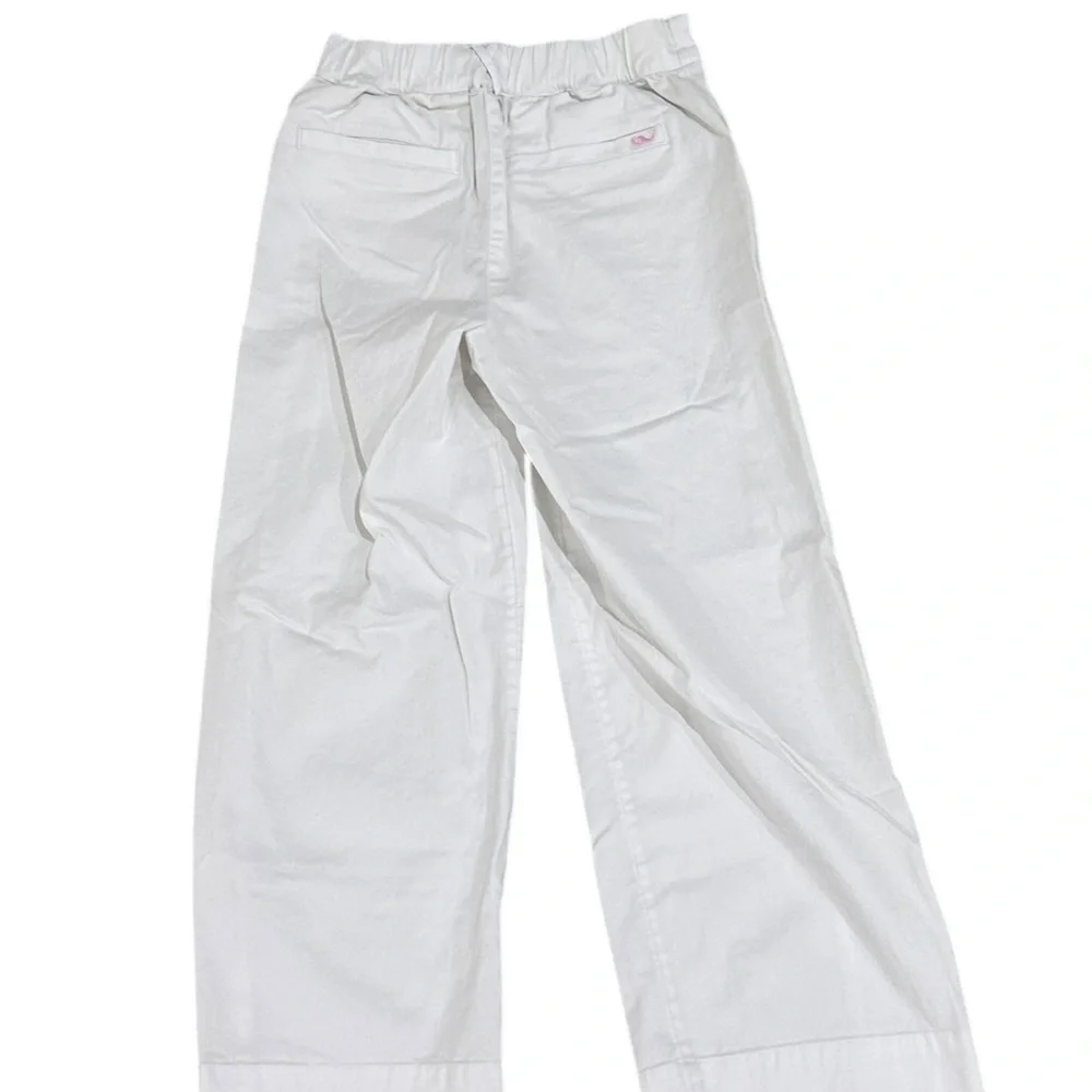 Vineyard Vines White Elastic Waist wide leg sailor stretch cotton Pants size 8